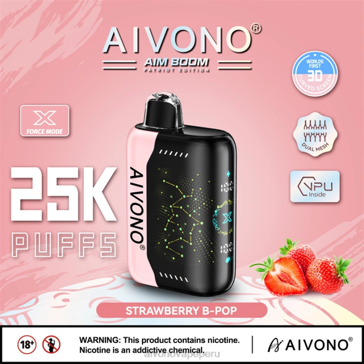Aivono AIM BOOM 25000 pop b de fresa - 4286352 Aivono Vape Peru