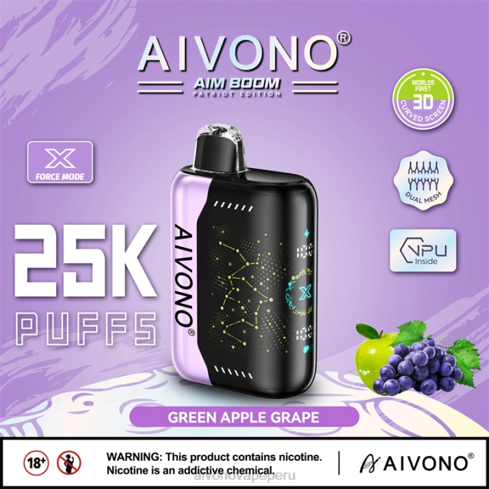 Aivono AIM BOOM 25000 uva manzana verde - 4286346 Aivono Vape Peru