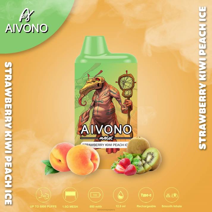 Aivono AIM MAGIC cigarrillo de caja de 5800 bocas fresa kiwi melocotón hielo - 428696 Aivono Vape