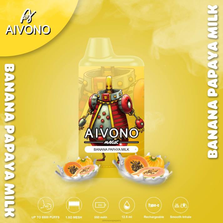 Aivono AIM MAGIC cigarrillo de caja de 5800 bocas leche de plátano y papaya - 428694 Aivono Vape Peru