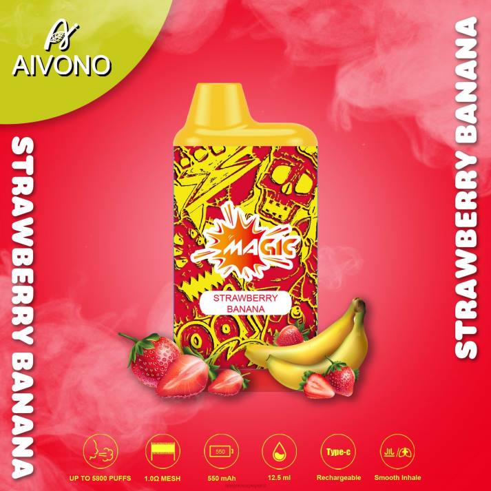 Aivono AIM MAGIC cigarrillo de caja de 5800 bocas plátano fresa - 428693 Aivono Vape