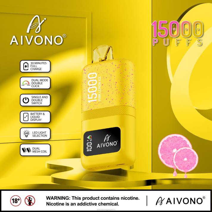 Aivono AIM magic 15000 hielo de limon rosa - 428661 Aivono Vape Peru